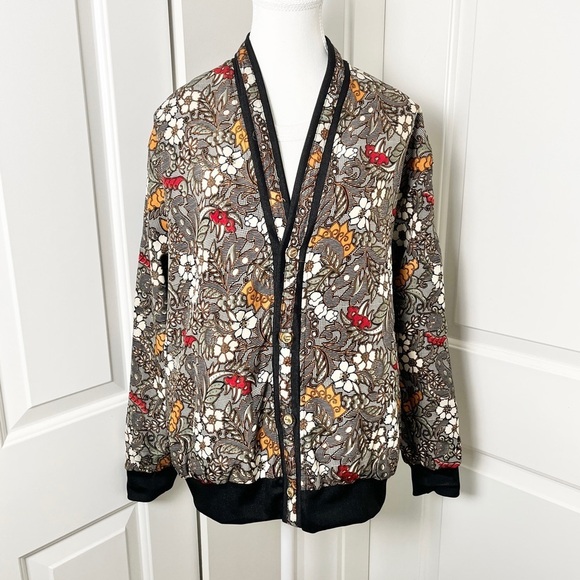 Vintage Reversible 2-in-1 Floral & Animal Print Bomber Jacket - Large - Picture 4 of 15